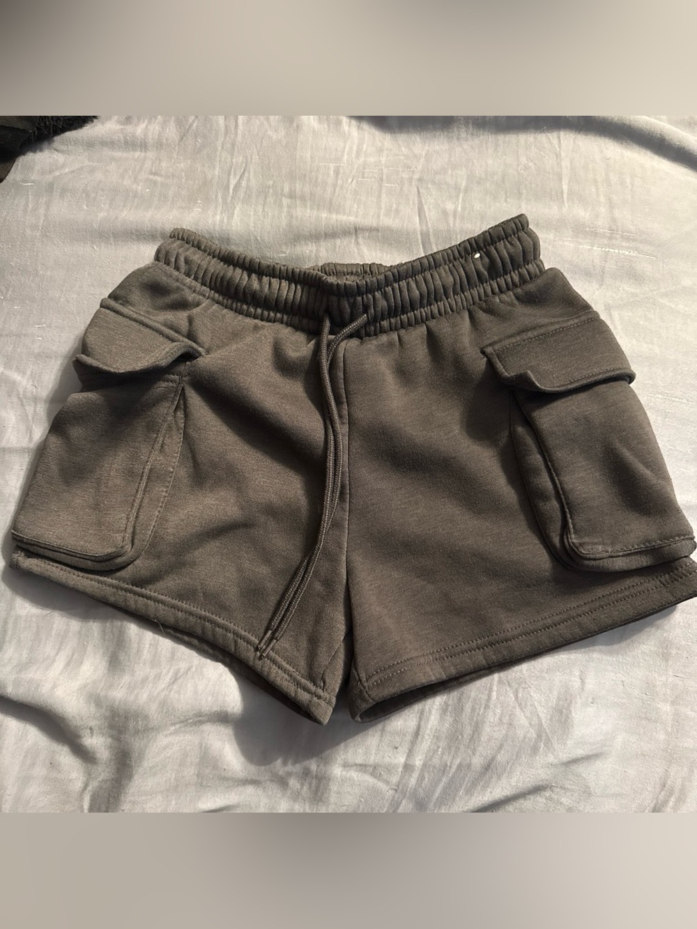 Women's Athletic Cargo Drawstring Shorts - Gray